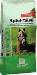 8 F R E I Z E I T DERBY Apfel-Müsli Ideal für Pferde, die wenig Kraftfutter bekommen und sensibel auf Hafer reagieren Leichtfuttrige Pferde Hufrehegefährdete Pferde Melassefrei Strukturwirksam
