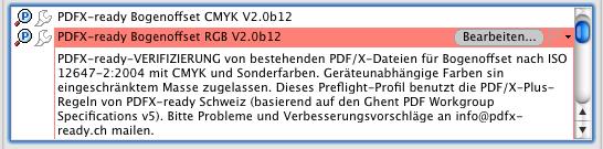 ICC-CMYK) Texte und Grafiken in CMYK (Warnung bei ICC-RGB) Transparenz Ebenen JPEG 2000 * Namen noch nicht definitiv PDFX-ready