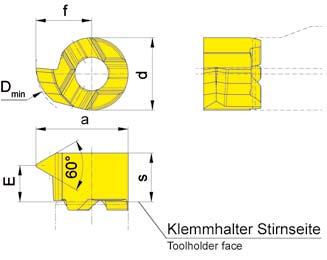 GEWINDEDREEN (innen) Teilprofil TREADING (internal) Partial profile SCNEIDPLATTE 107 INSERT e Bohrungs-Ø ab Steigung Bore Ø from Pitch 7,00 mm 0,50-1,75 mm C e B107 Metrisches ISO Regelgewinde Metric