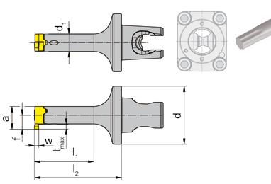 EINSTECEN (innen) Ø 8,0 mm GROOVING (internal) KLEMMALTER TOOLOLDER e B108KM mit innerer Kühlmittelzufuhr with through coolant supply Bohrungs-Ø ab Bore Ø from 8,0 mm D für