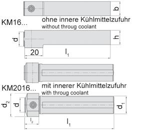 A EINSTECEN und LÄNGSDREEN GROOVING and TURNING GRUNDALTER BASIC TOOLOLDER e KM16 Grundhalter...KM16... Basic toolholder for use with toolholder...km16.