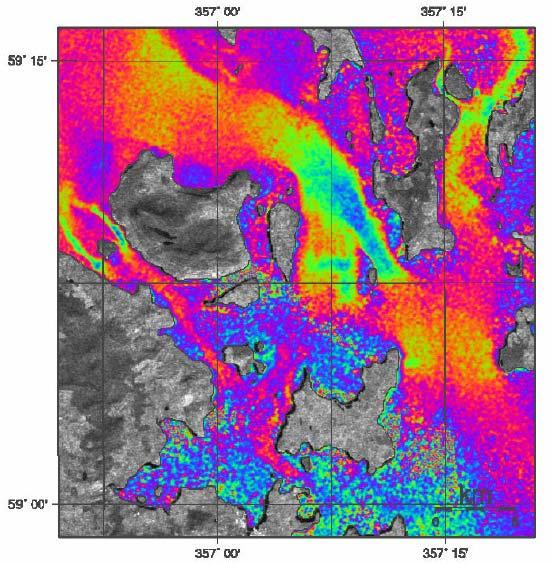 SAR Along Track Interferometry velocity maps derived by special InSAR Ocean- Processor SRTM data Orkney