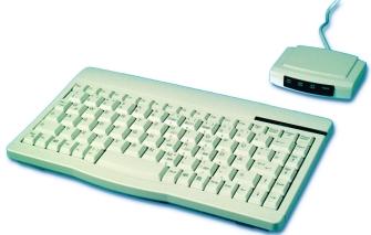 KIM-88 Infrarot- Tastatur Tastatur mit Infrarot- Schnittstelle, Windows 95 Tasten und integriertem Mausersatz Anwendungsbeispiel: 19"- Schränke und dabei auch passend für 1HE Tastaturschubladen oder
