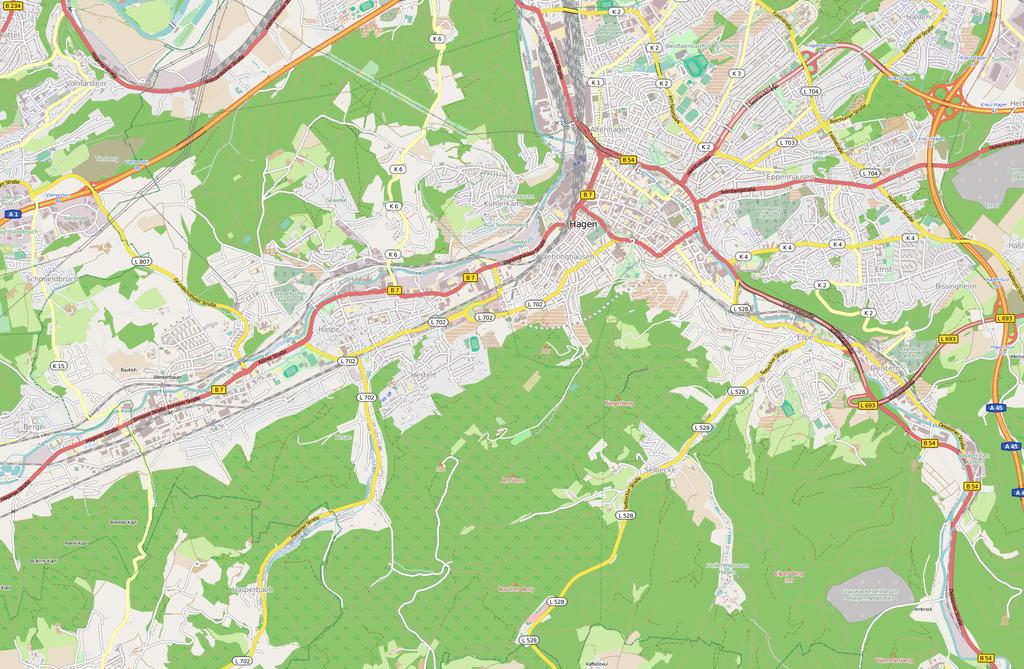 Karten hergestellt aus OpenStreetMap-Daten Lizenz: Open Database License (ODbL) Lageplan und VERKEHRSANBINDUNG D ie kreisfreie Großstadt Hagen mit 187.