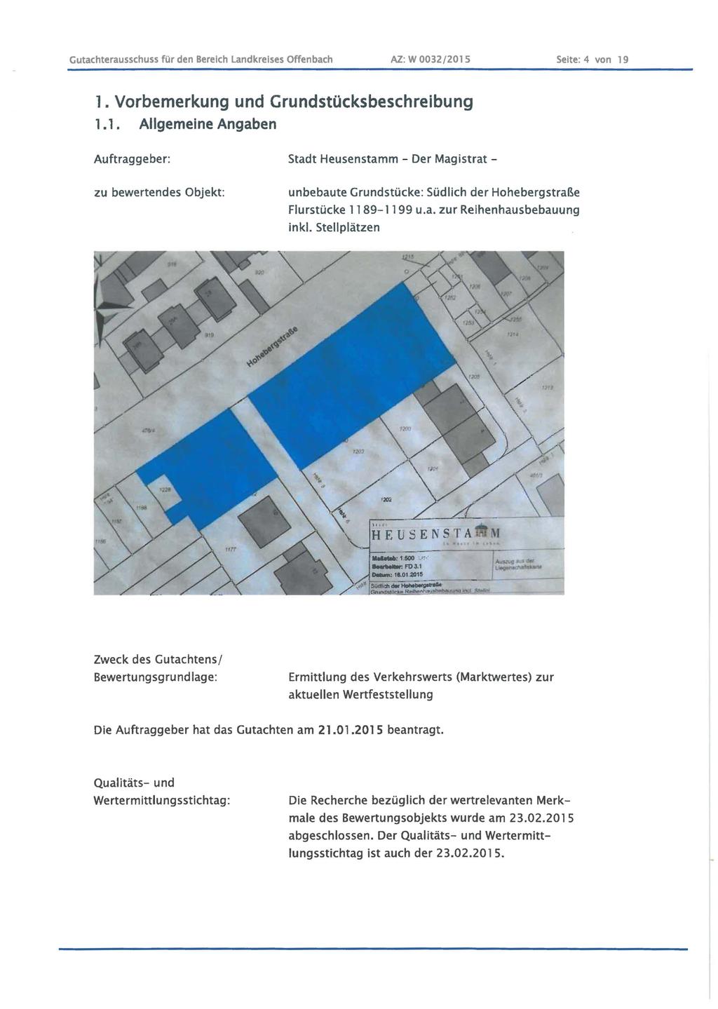 Gutachterausschuss für den Bereich Landkreises Offenbach AZ.: w 0032/2015