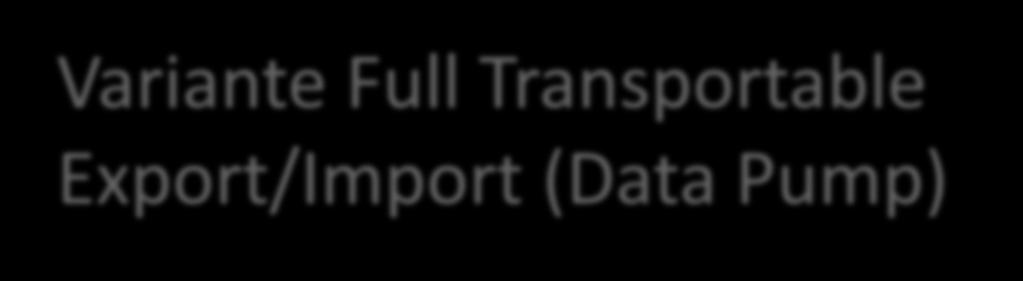 Variante Full Transportable Export/Import (Data Pump) Mischung von Cross Platform Transport und Export/Import Data Pump Parameter: