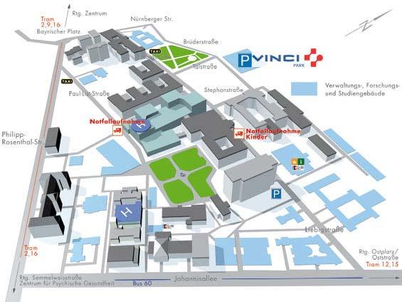 Verkehrsanbindungen / Anreise zum Veranstaltungsort Sitzungszimmer der Medizinischen Fakultät 1. OG Carl-Ludwig-Institut für Physiologie Liebigstr.