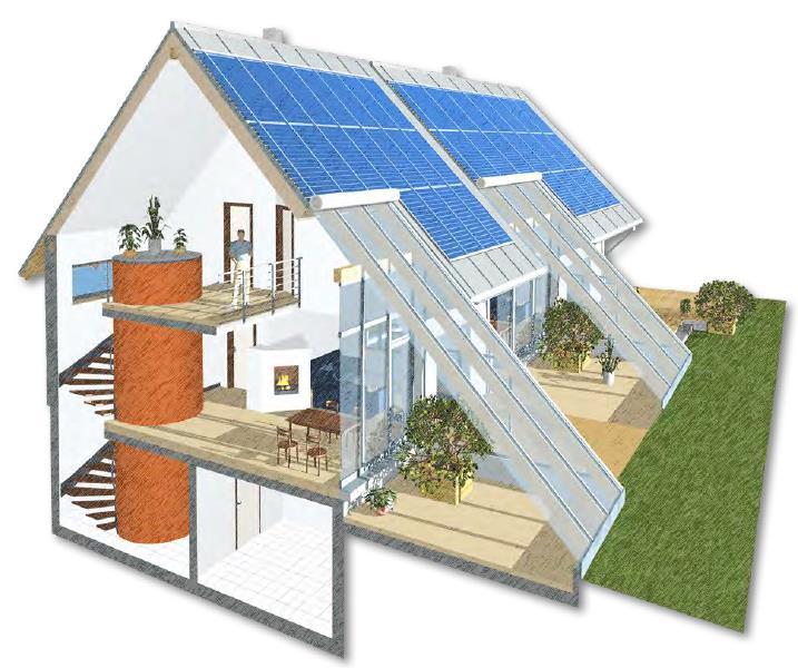 Das Sonnenhaus Das Haus der Zukunft Das Sonnenhaus Großflächige thermische Solarkollektoren auf dem Dach und ein großzügig dimensionierter
