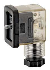 2 DIN/inch insert (socket) Voltage 24 V DC 24 V AC 120 V AC 230 V AC PVC-U, grey PVDF GEMÜ 225 2/2-way solenoid valve, plastic, servo assisted, with manual override Control function: Normally