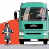 Blickkontakt schafft Partnerschaft: Wenn man den Lkw- oder Busfahrer im Spiegel am Lkw/Bus nicht sehen kann, kann man auch nicht vom Lkw-/Busfahrer