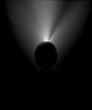 4.2 Analyse der VIMS-Beobachtungen 1000 500 0 500 1000 1000 500 0 500 1000 Abbildung 4.2: Simuliertes Bild der Staubfontänen des Enceladus.