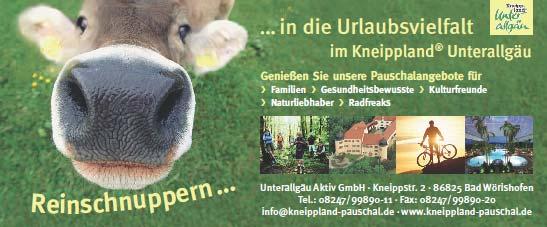 >>> Reinschnuppern >>> Aus der Geschäftsstelle ins Kneippland Unterallgäu: wie berichtet tritt seit Anfang des Jahres 2009 die Unterallgäu Aktiv GmbH auch als Reiseveranstalter auf und bietet unter