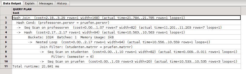 Anfrageverarbeitung Postgresql Einschub Postgresql/PGAdmin3: Explain Plan (2)