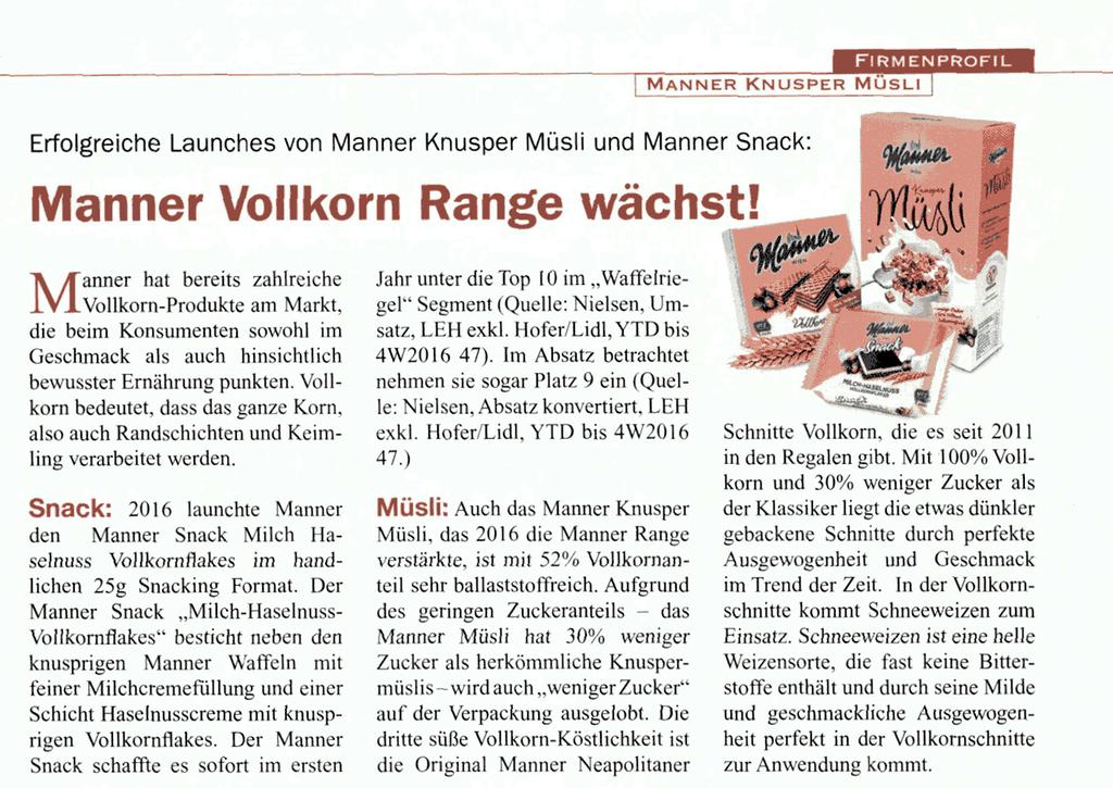 wird Regal Erfolgreiche Launches von Männer Knusper Müsli und Männer Snack: Männer Vollkorn Range wächst!