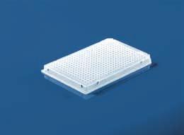 PCR-Platten q! PCR 384-well PCR-Platten 384-well, ganzer Rahmen PP. In den 384-well Platten können Probenvolumen von 2 µl bis 30 µl in den 40 µl-wells verarbeitet werden.