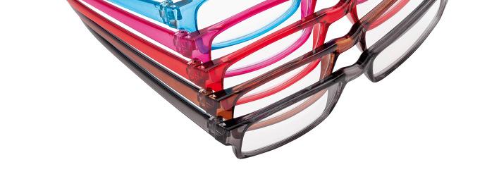 Das Brillengestell aus flexiblem Kunststoff passt sich der Kopfform an und sorgt für sicheren Halt.