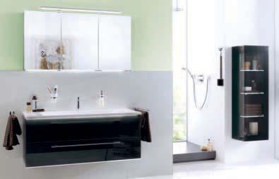 aus: Waschtischunterschrank, B120 cm, Spiegelschrank mit Regal, Gesimsboden und LED-Beleuchtung, B120 cm.