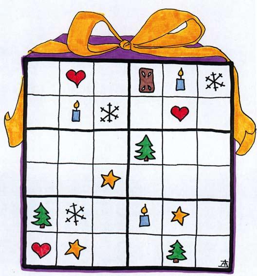 Advents-Sudoku Dieses Paket ist in 6 Felder aufgeteilt. Jedes Feld besteht aus 6 Kästchen.