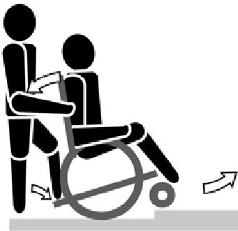 Drücken Sie vorsichtig am Greifreifen, um den Rollstuhl langsam den Kantstein hinunterfahren zu lassen. 2.10.