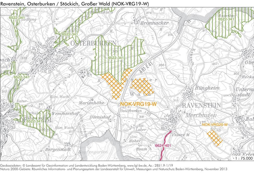 NATURA 2000-BETROFFENHEIT Betroffenes Natura 2000-Gebiet Schutz- und Erhaltungsziele Einschätzung der Auswirkungen FFH-Gebiet 6522-341 Seckach und Zuflüsse Das Vorranggebiet NOK-VRG19-W grenzt an das