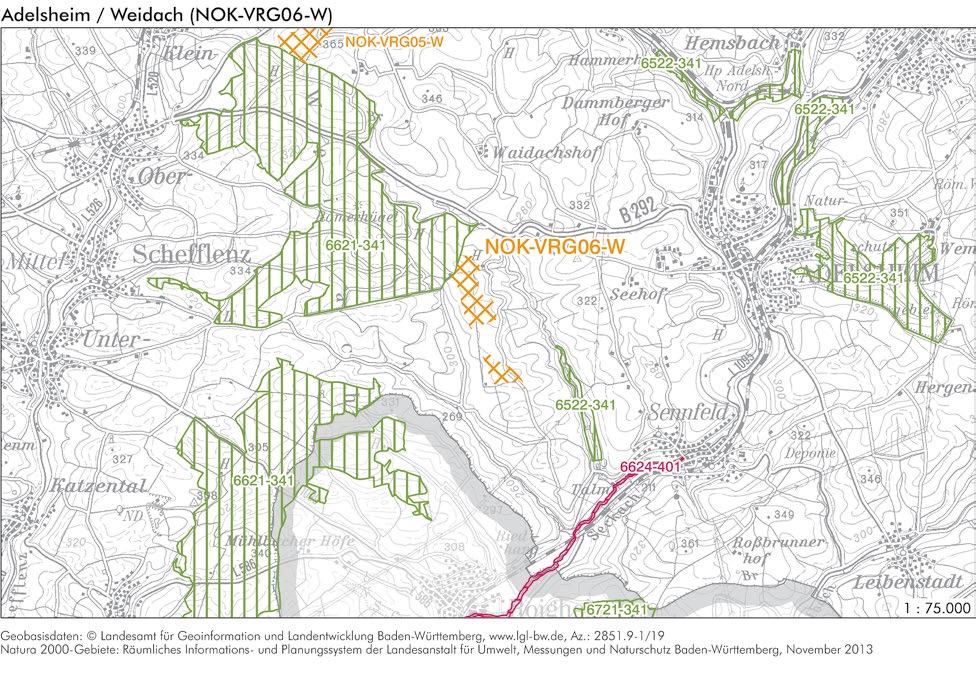 NATURA 2000-BETROFFENHEIT Betroffenes Natura 2000-Gebiet Schutz- und Erhaltungsziele Einschätzung der Auswirkungen FFH-Gebiet 6522-341 Seckach und Zuflüsse Das Vorranggebiet NOK-VRG06-W liegt