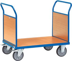 \ Plattformwagen 5 Plattformwagen mit Holz-Stirnwand (EN-Norm 1757-) Plattform aus Holz, Tragfähigkeit 1200 kg Zum von großen, sperrigen und besonders schweren Lasten.