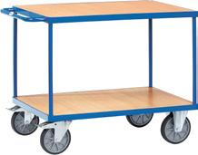 \ Tischwagen 5 Tischwagen mit 2 Ladeflächen aus Holz (EN-Norm 1757-) einfache Ausführung, mit Totalstop, Tragfähigkeit 00 kg Zum von Waren und Material.