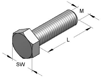 Sechskantschraube Nach DIN EN ISO 4017 Material: Stahl Gewinde: M8, M10, M12 Oberfläche: galvanisch verzinkt 1) Längen: 16 bis 60 mm FK: 8.