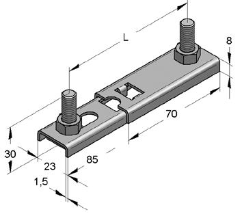 Doppelhalter verschiebbar Montagezubehör Doppelhalter VS Doppelhalter VSG Doppelhalter VS: Mit Gewindestiften und Muttern, Material: Stahl Achsabstand
