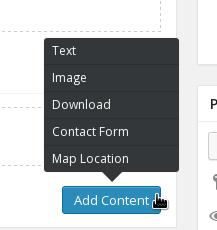 Nun können jeder Spalte beliebig viele Inhalte zugewiesen werden, die dann untereinander erscheinen. Dazu auf den Add Content Knopf drücken.