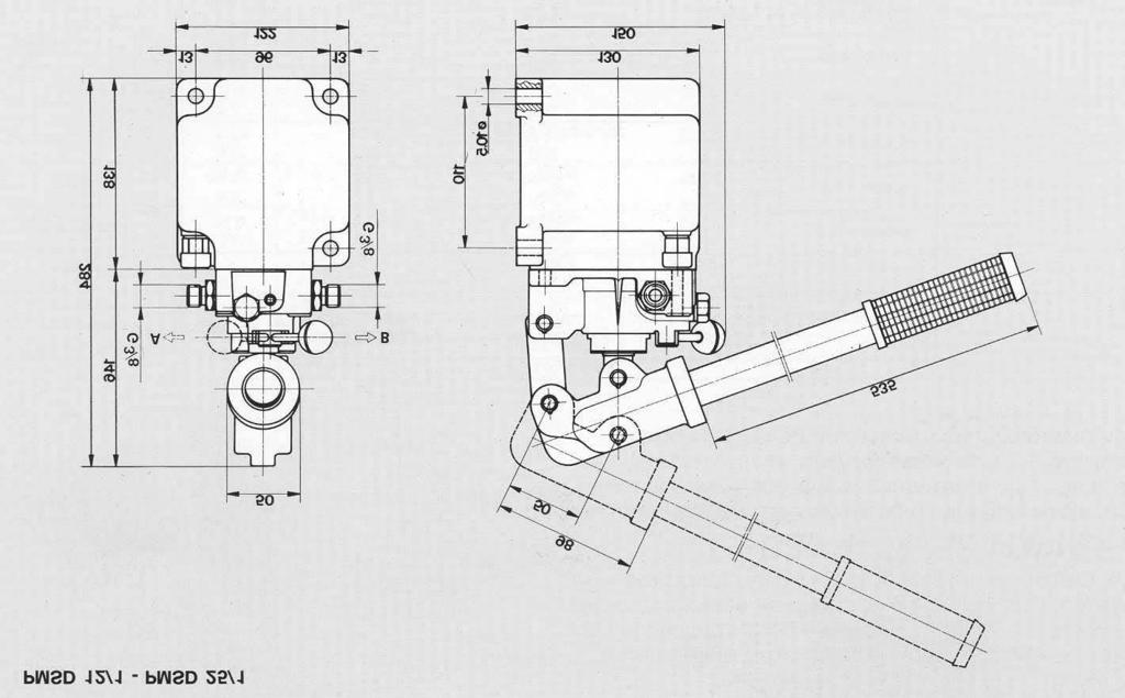 Handpumpen Serie PMI: Handpumpen mit eingebautem 4/3-Wegeventil und Behälter für Anwendungen