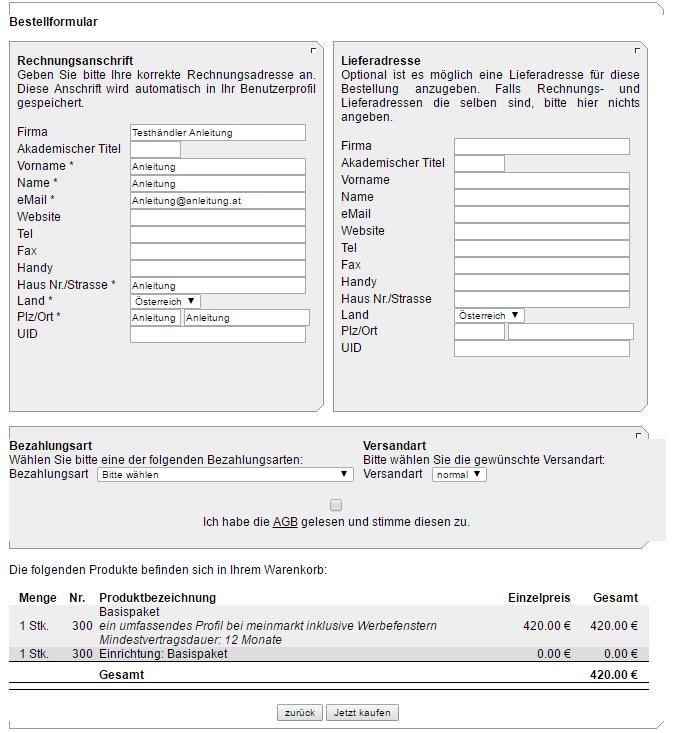 Klicken Sie auf den Warenkorb 2. 1. 3. Klicken Sie auf zur Kassa 3.