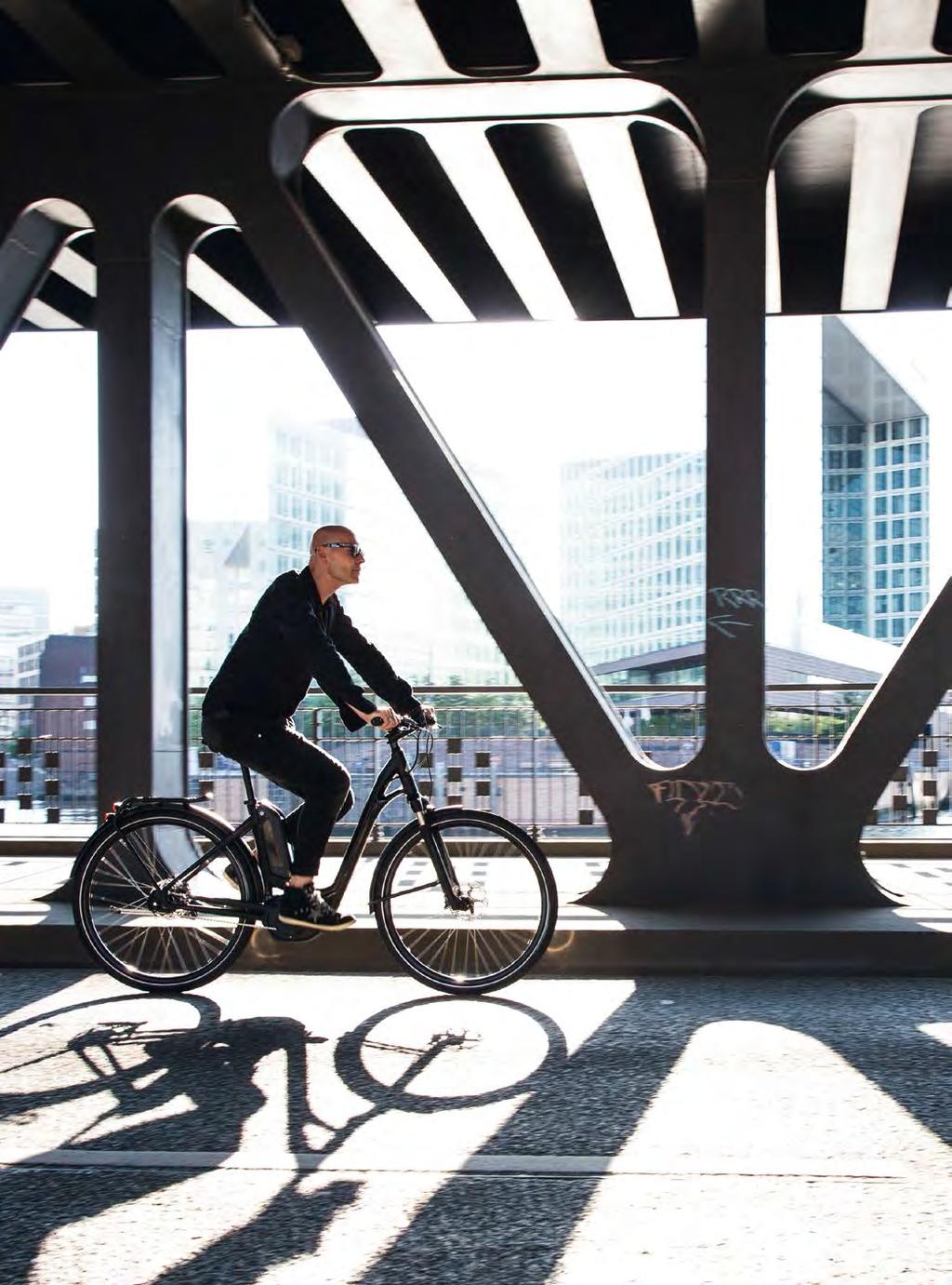 E-Bike Urban City Wie aus einem Guss: um ein stylishes E-Bike mit tiefem Einstieg und hervorragender Fahrstabilität für sie und ihn zu kreieren, kommen bei Entwicklung und Fertigung der