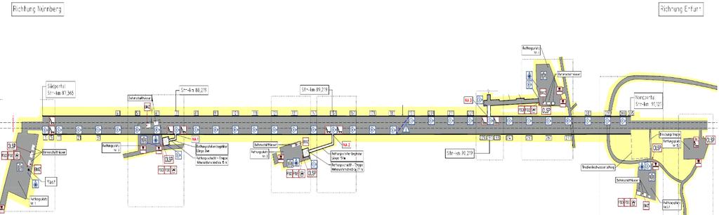 Streckenübersicht - Aufbau Tunnel (schematisch) Regionalexpress mit Doppelstockwaggons - Notrufe aus Zug: Unfall mit Brandereignis