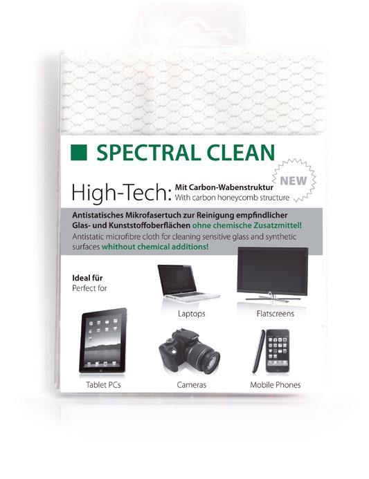 Spectral Clean Antistatisches Mikrofasertuch zur Reinigung empfindlicher Glas- und Kunststoffoberflächen ohne chemische Zusatzmittel Ideal für Laptops, Flatscreens, Tablet PCs, Kameras,