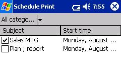 Kalender drucken Daten von einem Pocket PC drucken Im Kalender gespeicherte Termine können gedruckt werden. 1 Tippen Sie im Brother MPrint-Fenster auf.