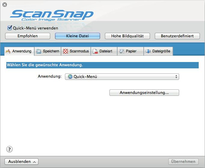 ScanSnap Setup Fenster ScanSnap Setup Fenster Wenn Sie auf das ScanSnap Manager Symbol klicken, während Sie die [Ctrl] Taste auf der Tastatur gedrückt halten, und dann im "ScanSnap Manager Menü"