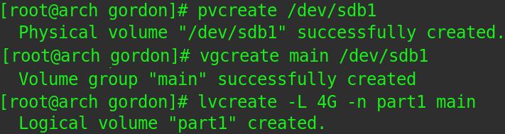 Partitionen Befehle: pvcreate <Datenträger/Partition> - erstellt lvm vgcreate <Name> <Datenträger/Partition>