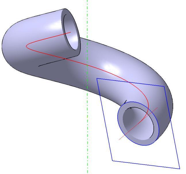 Beispiel Rohrschraubfläche : Im Gegensatz zur Meridiankreisschraubfläche verlangt die Rohrschraubfläche Kreisschnitte mit jenen Ebenen, die normal auf die jeweilige Schraublinientangente stehen.