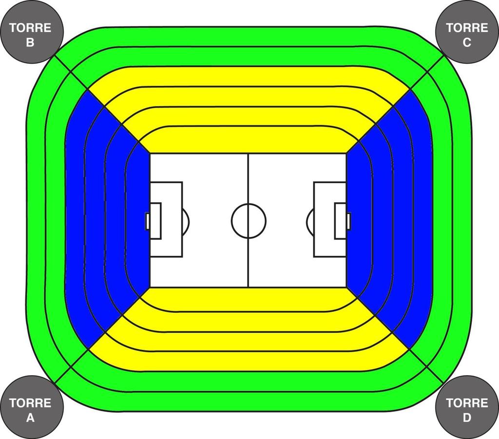 Stadionplan Santiago Bernabéu Stadion Die Sitzplätze der Kategorie 3 befinden sich im grün unterlegten Bereich.
