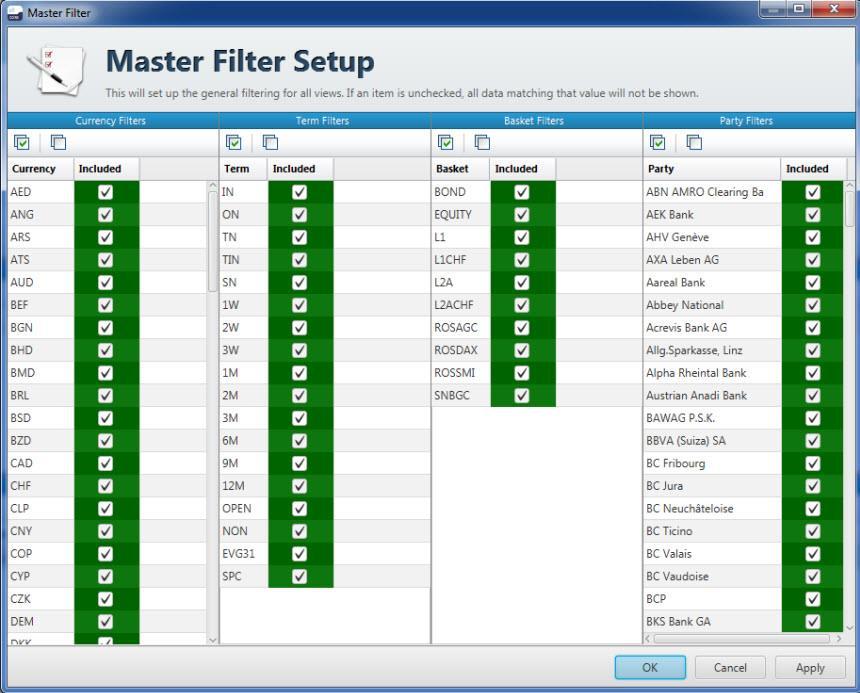 Configure Master Filter.