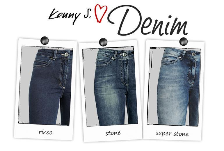 Waschungen Jede Kenny S. Jeans erhält durch unterschiedliche Waschverfahren ihren eigenen Charakter. Rinse Wash - ist die Blue Denim in ihrer ursprünglichen Form.