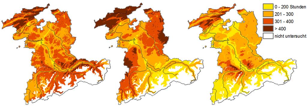 Quelle Hintergrundkarte: Bundesamt für Landestopografie Abbildung 5: Flächenhafte Belastung PM10 Die Karten zeigen die Jahresmittelwerte von PM10 in µg/m 3 und in einem Raster von 200 x 200 m für die