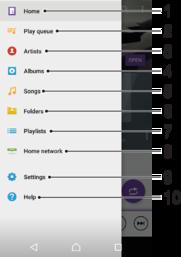 Menü des Musik-Startbildschirms Über das Menü des Musik-Startbildschirms erhalten Sie einen Überblick über alle auf Ihrem Gerät gespeicherten Musiktitel.
