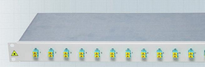 LWL-Spleißgehäuse fest OVB 19" 1HE LWL-Spleißgehäuse zum Festeinbau für bis zu 48 Fasern.