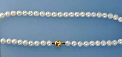 Süsswasser-Perlenkette weiss, 42 cm mit Kugelschloss Silber Collier de perles d eau douce, 42 cm avec fermoir boule argent Ref. 789/1 Perlen 3 3,9 mm Kugelschloss matt Ref.