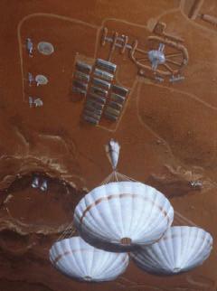 Marsstation, Raumkapsel mit Bremsfallschirmen
