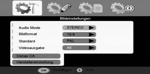 BDA_Viola CC_Übersetzung.qxp 30.09.2010 14:19 Seite 16 6.4 Bild-/Toneinstellungen > Rufen Sie das Menü > Systemeinstellung > Bildeinstellungen auf. 6.4.1 Audio Mode > Stellen Sie unter dem Punkt Audio Mode den Modus auf Stereo, Left oder Right.