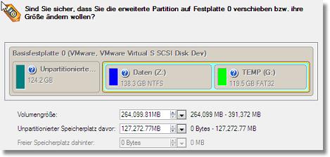 Partition Manager Virtuelle Server 164 Anwenderhandbuch 9. Ein Bereich mit nicht partitioniertem Speicherplatz ist jetzt außerhalb der erweiterten Partition vorhanden. 10.