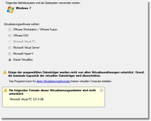 Partition Manager Virtuelle Server 194 Anwenderhandbuch Unter Umständen werden nicht alle Anbieter von Virtualisierungssoftware angezeigt.